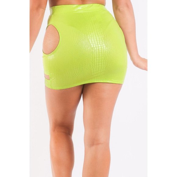 Women's Foiled Venezia Cutout Micro Mini Skirt Night Club Bar Party Casual Skirt - Picture 9 of 12